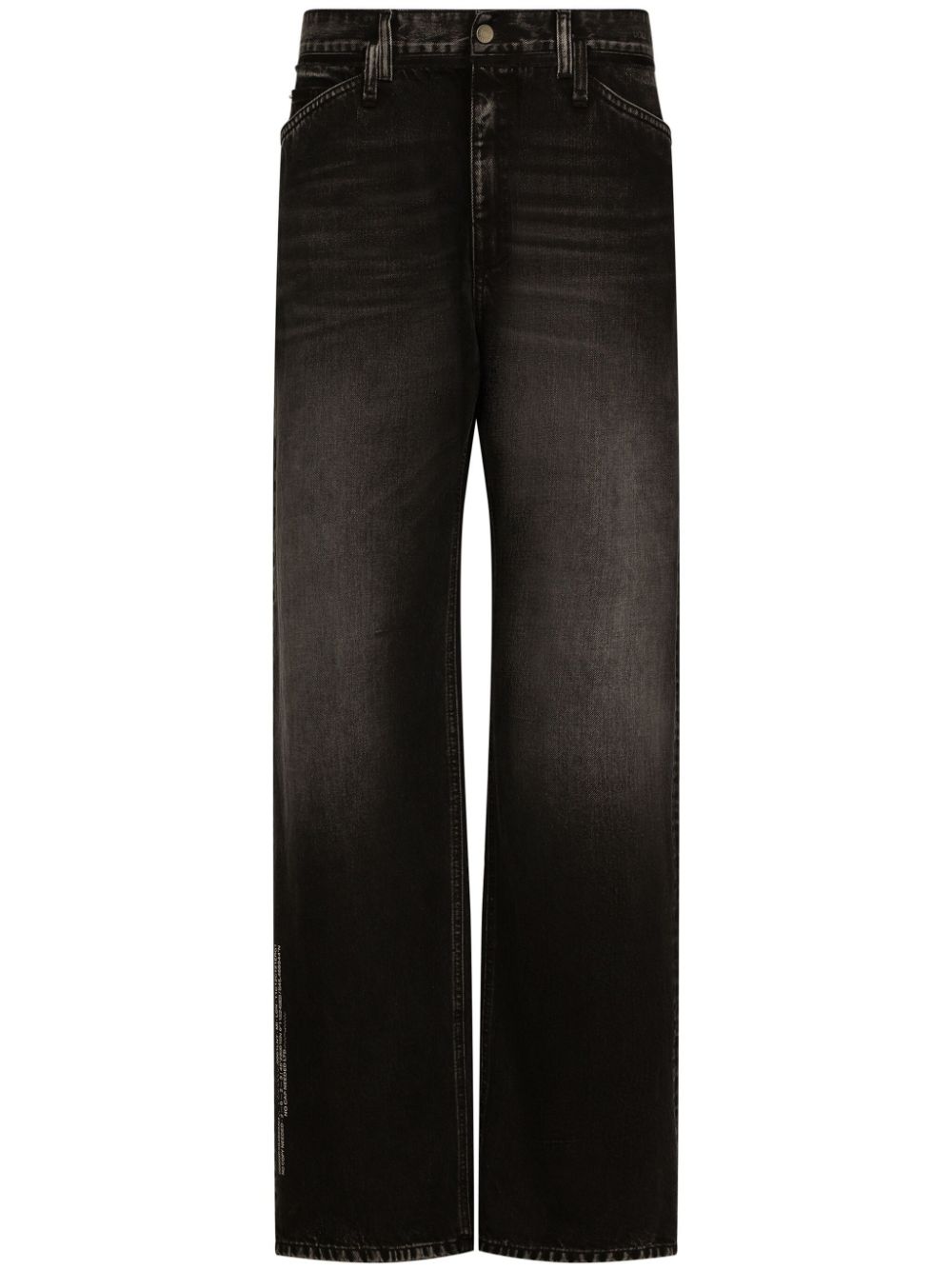 Dolce & Gabbana DGVIB3 logo-patch wide-leg jeans - Black von Dolce & Gabbana DGVIB3