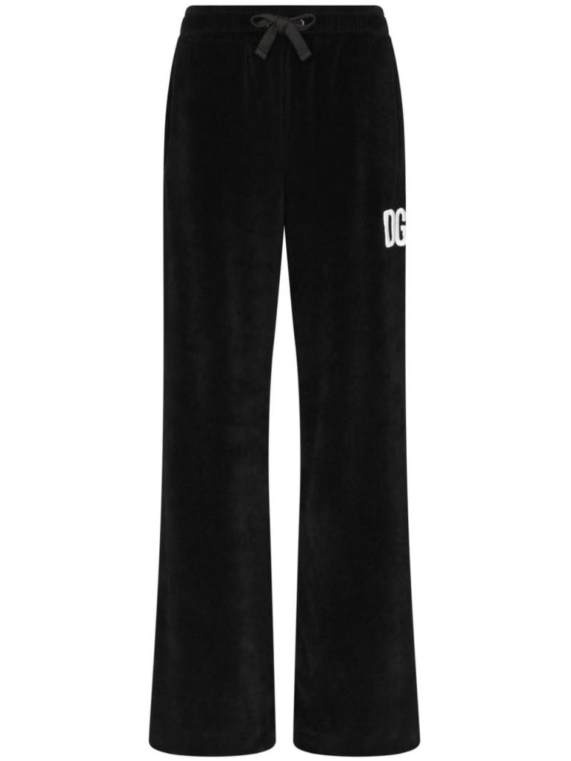 Dolce & Gabbana DGVIB3 logo-print velvet track pants - Black von Dolce & Gabbana DGVIB3