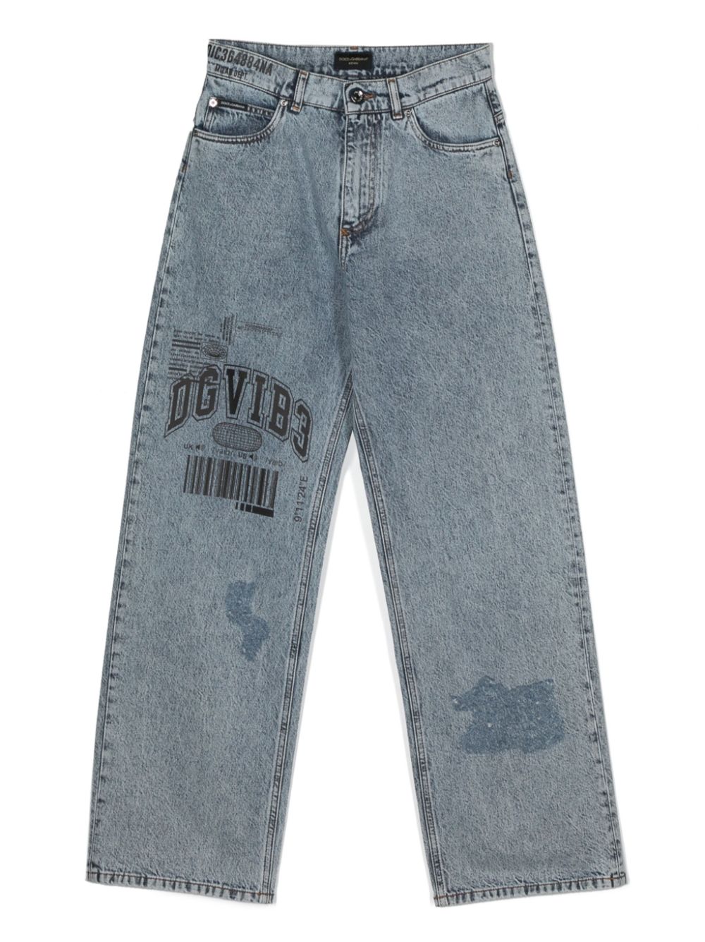 Dolce & Gabbana DGVIB3 slogan-print high-waisted jeans - Blue von Dolce & Gabbana DGVIB3