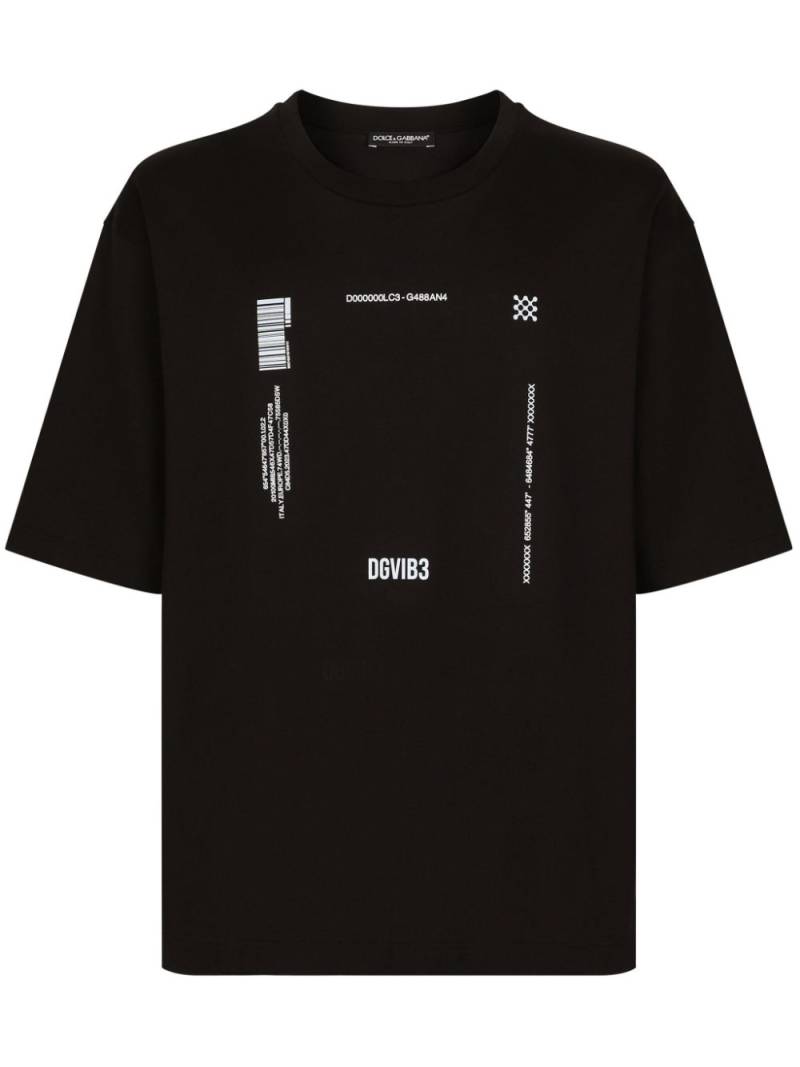 Dolce & Gabbana DGVIB3 text-print cotton T-shirt - Black von Dolce & Gabbana DGVIB3