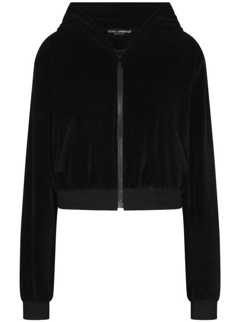 Dolce & Gabbana DGVIB3 velvet zip-up cropped jacket - Black von Dolce & Gabbana DGVIB3