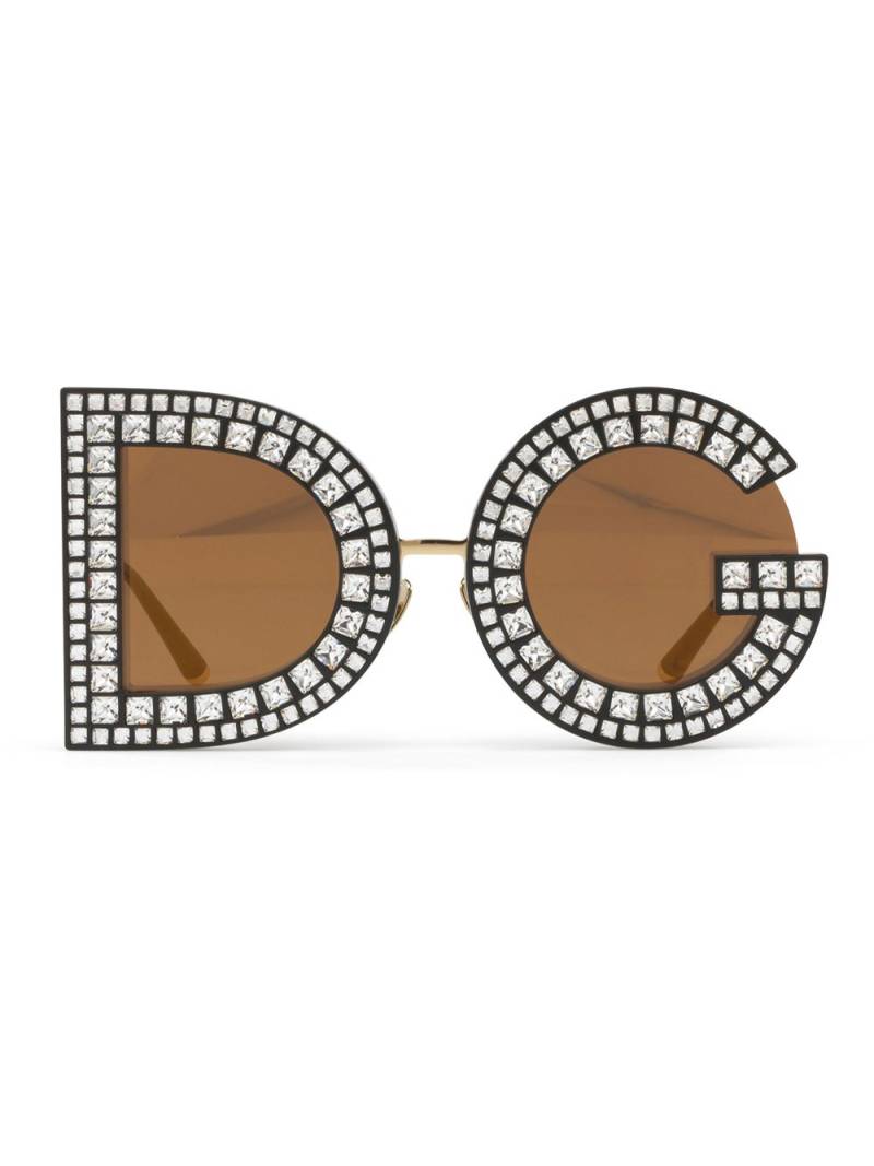 Dolce & Gabbana Eyewear DG Glitter round-frame sunglasses - Gold von Dolce & Gabbana Eyewear