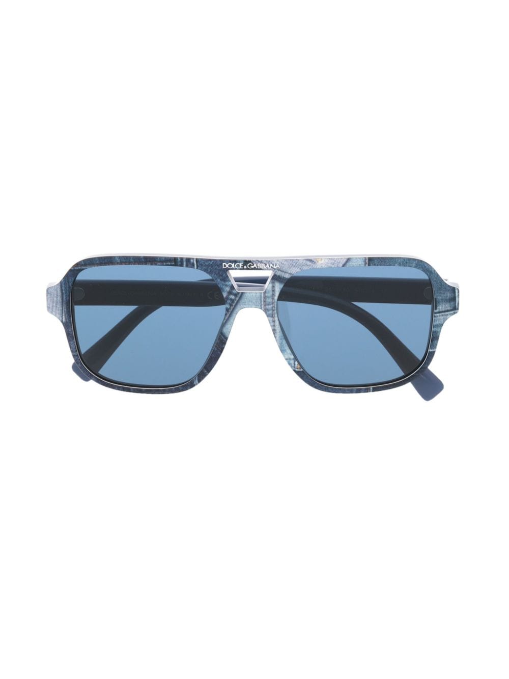 Dolce & Gabbana Eyewear Denim Patchwork pilot-frame sunglasses - Blue von Dolce & Gabbana Eyewear