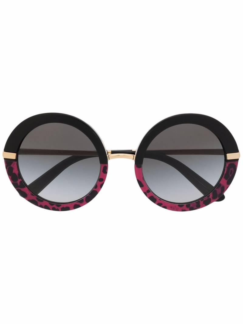 Dolce & Gabbana Eyewear Half-print round-frame sunglasses - Gold von Dolce & Gabbana Eyewear