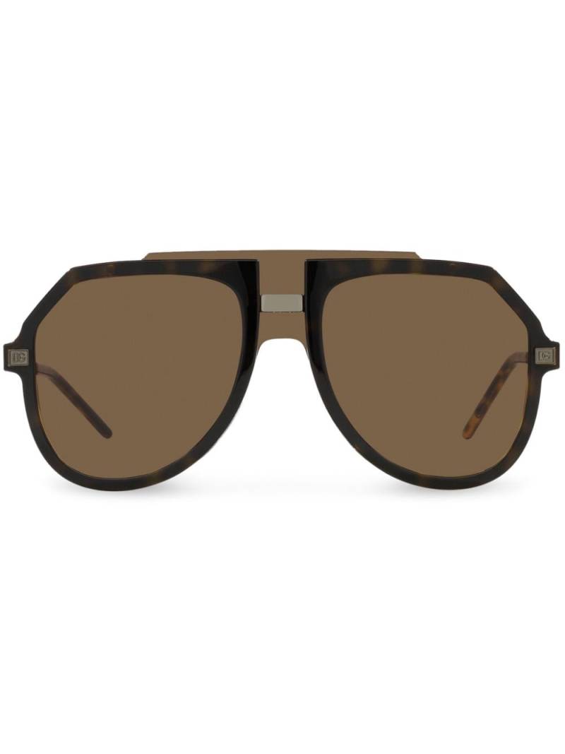 Dolce & Gabbana Eyewear Lusso Sartoriale pilot-frame sunglasses - Brown von Dolce & Gabbana Eyewear