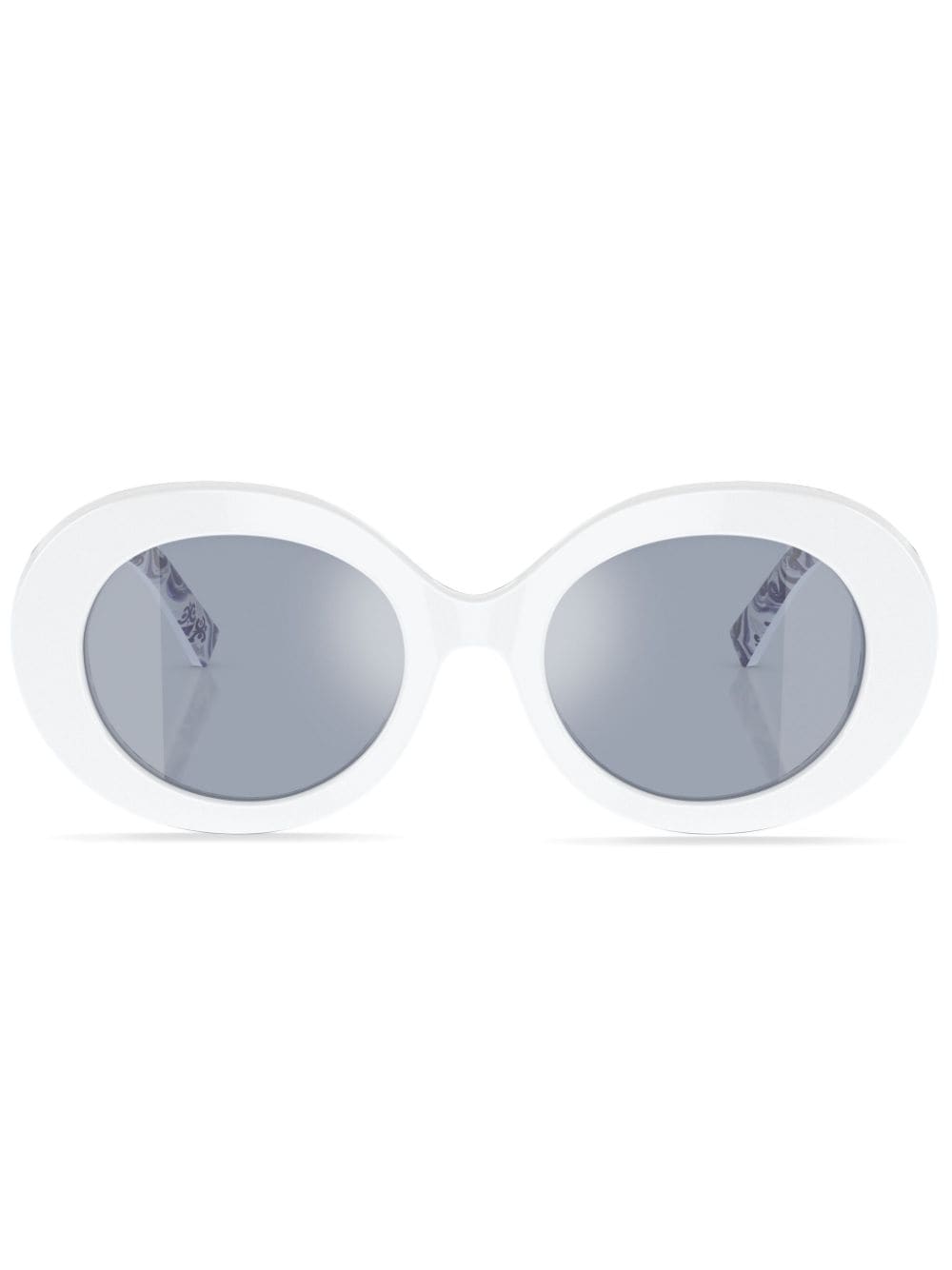 Dolce & Gabbana Eyewear Majolica-print round-frame sunglasses - White von Dolce & Gabbana Eyewear