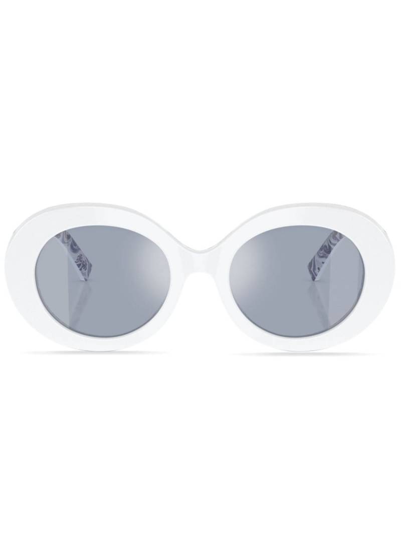 Dolce & Gabbana Eyewear Majolica-print round-frame sunglasses - White von Dolce & Gabbana Eyewear