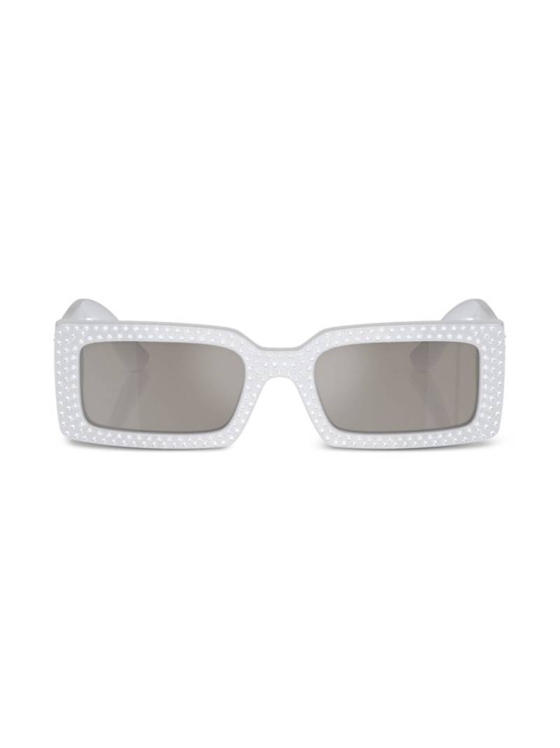 Dolce & Gabbana Eyewear crystal-embellished rectangle-frame sunglasses - Grey von Dolce & Gabbana Eyewear