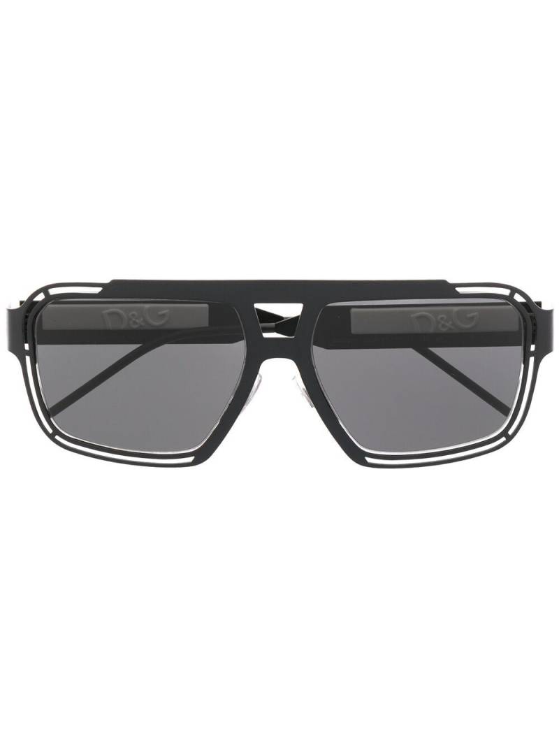 Dolce & Gabbana Eyewear double-bridge shield-frame sunglasses - Black von Dolce & Gabbana Eyewear