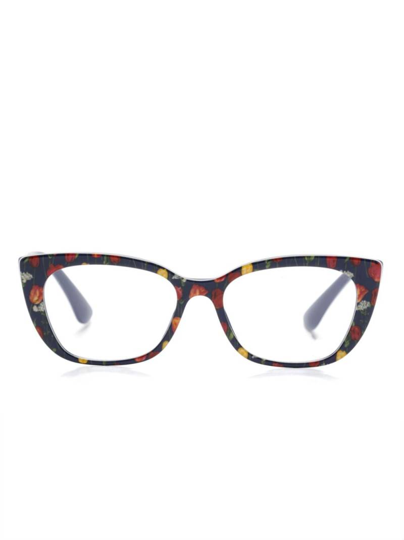 Dolce & Gabbana Eyewear floral-print glasses - Blue von Dolce & Gabbana Eyewear