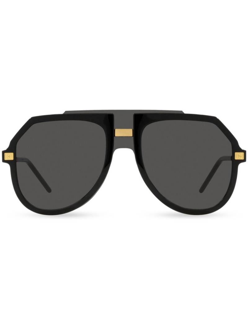 Dolce & Gabbana Eyewear logo-engraved oversize-frame sunglasses - Black von Dolce & Gabbana Eyewear