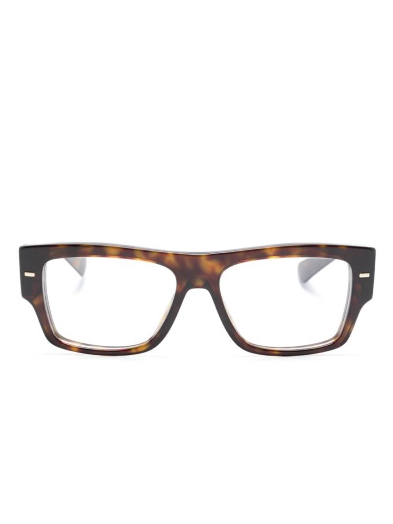 Dolce & Gabbana Eyewear logo engraved rectangle-frame glasses - Brown von Dolce & Gabbana Eyewear