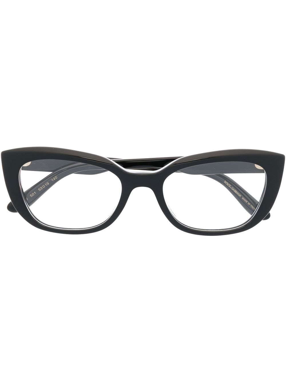 Dolce & Gabbana Eyewear logo-plaque cat-eye frame glasses - Black von Dolce & Gabbana Eyewear