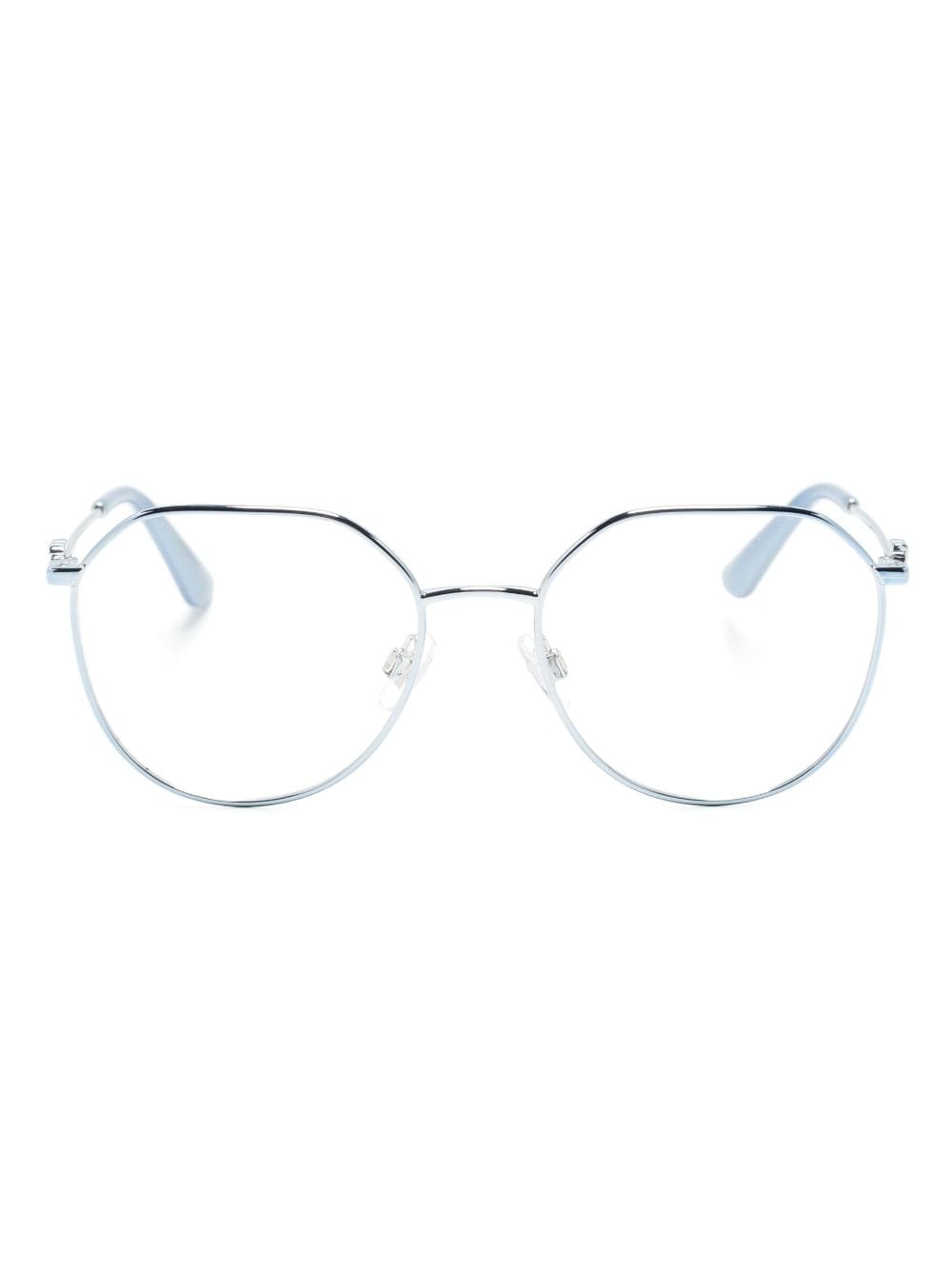 Dolce & Gabbana Eyewear logo-plaque round-frame glasses - Blue von Dolce & Gabbana Eyewear