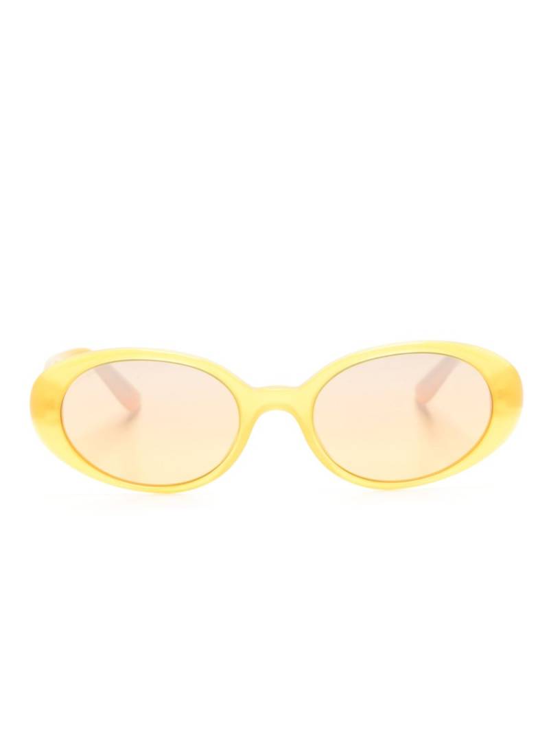 Dolce & Gabbana Eyewear logo-print oval-frame sunglasses - Yellow von Dolce & Gabbana Eyewear