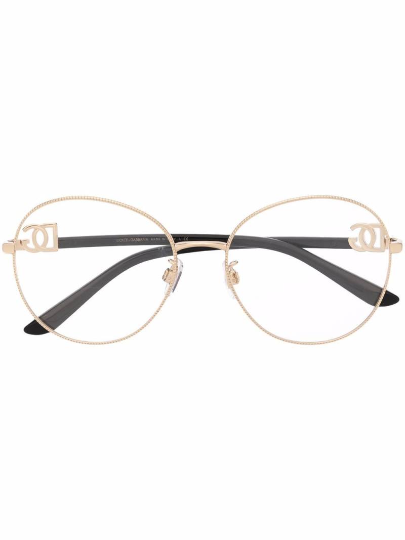 Dolce & Gabbana Eyewear polished-effect round-frame glasses - Gold von Dolce & Gabbana Eyewear