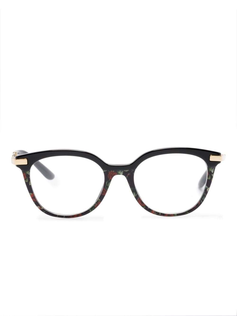 Dolce & Gabbana Eyewear rose-print cat-eye-frame glasses - Black von Dolce & Gabbana Eyewear