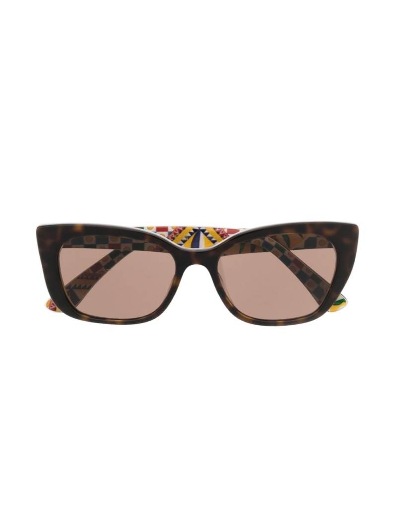 Dolce & Gabbana Eyewear tortoiseshell rectangular-frame sunglasses - Brown von Dolce & Gabbana Eyewear