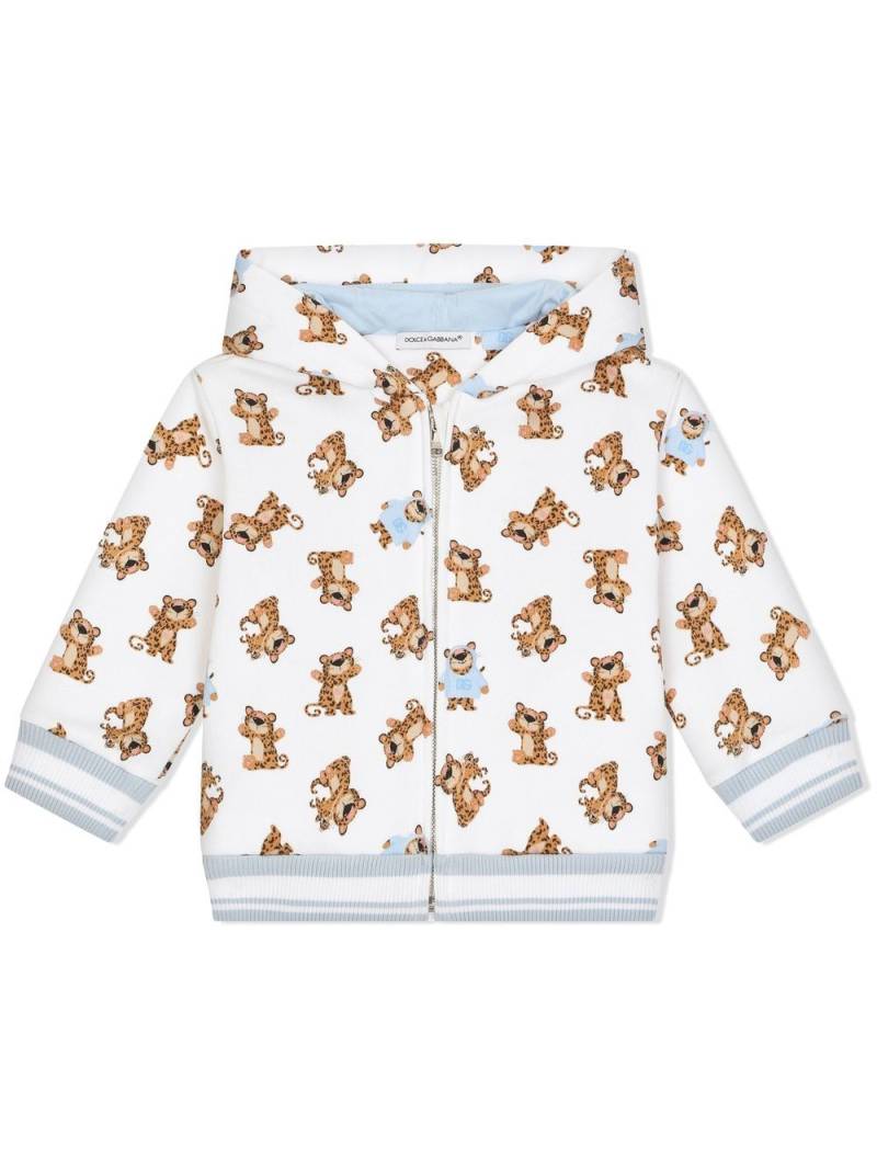 Dolce & Gabbana Kids Baby Leopard zip-up hoodie - White von Dolce & Gabbana Kids