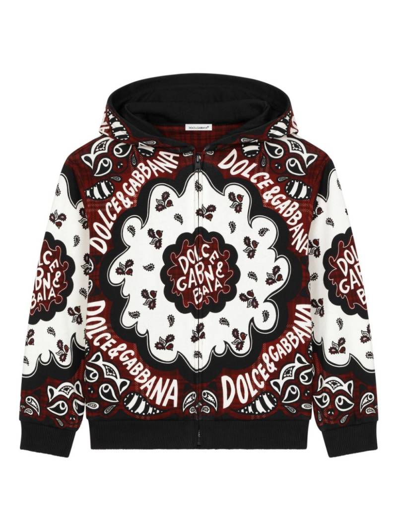 Dolce & Gabbana Kids Bandana-print zip-up hoodie - Black von Dolce & Gabbana Kids