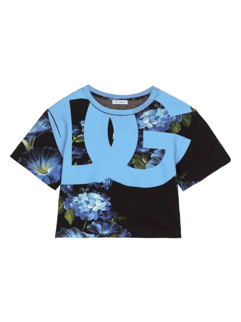 Dolce & Gabbana Kids Bellflower-print cotton T-shirt - Black von Dolce & Gabbana Kids