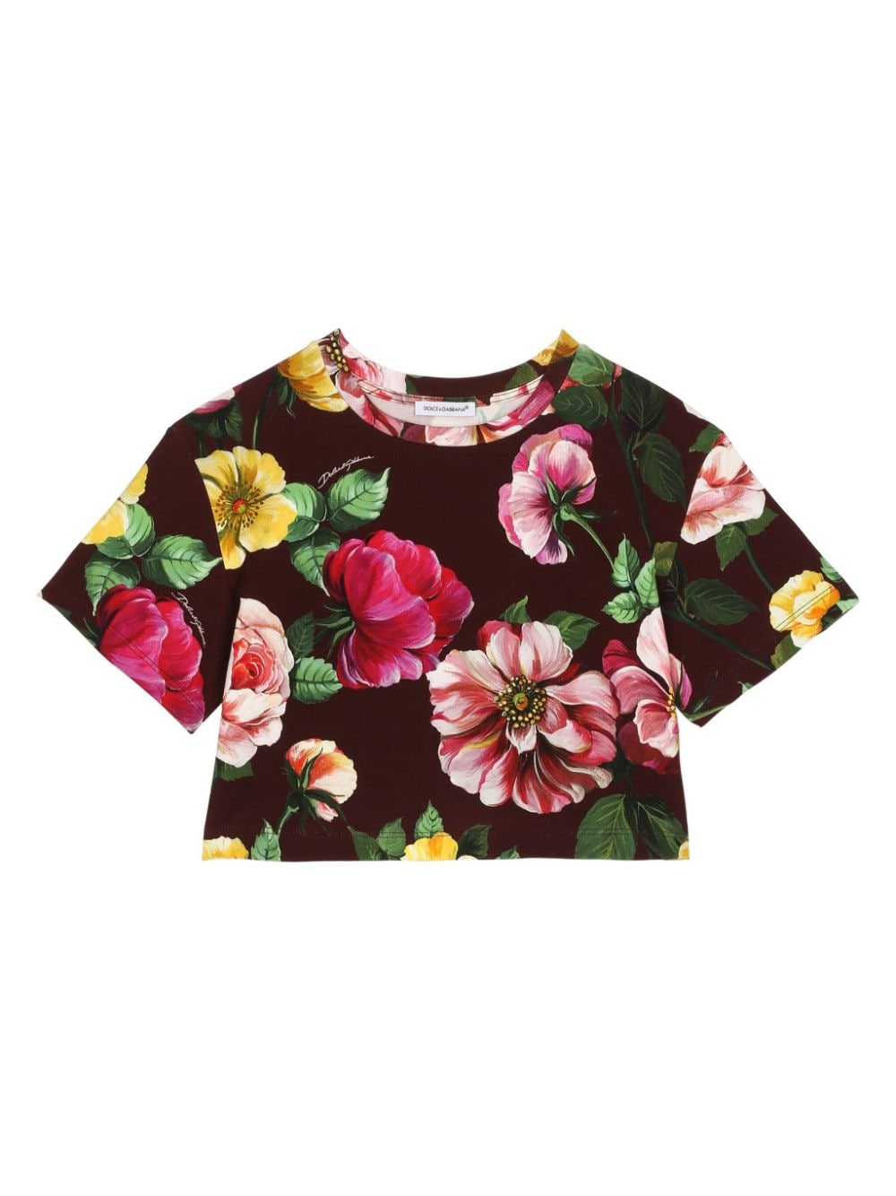 Dolce & Gabbana Kids Camelia-print crop T-shirt - Red von Dolce & Gabbana Kids