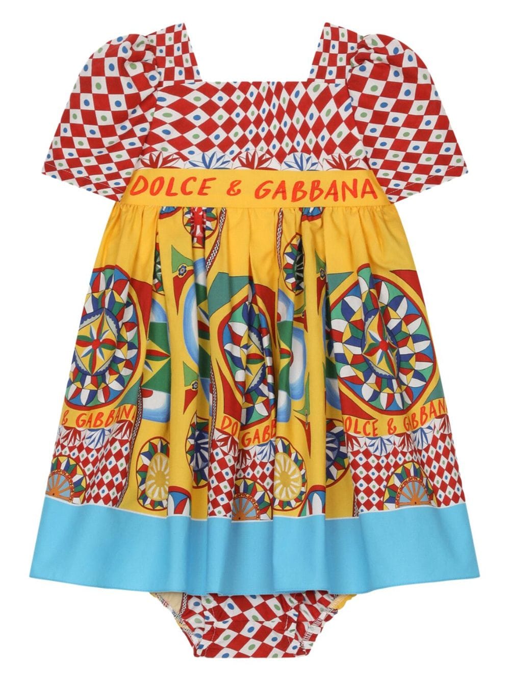 Dolce & Gabbana Kids Carretto-print cotton dress - Red von Dolce & Gabbana Kids