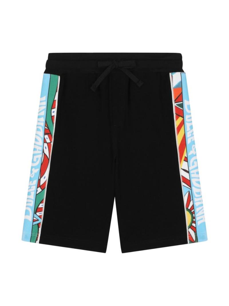 Dolce & Gabbana Kids Carretto-print cotton shorts - Black von Dolce & Gabbana Kids