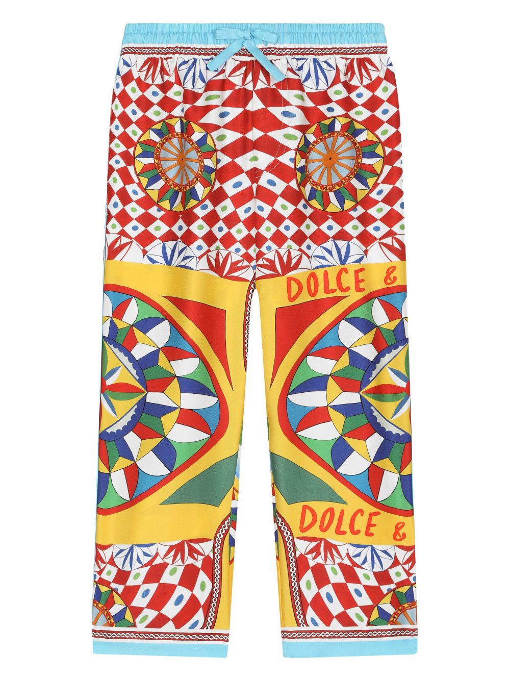 Dolce & Gabbana Kids Carretto-print silk trousers - Red von Dolce & Gabbana Kids