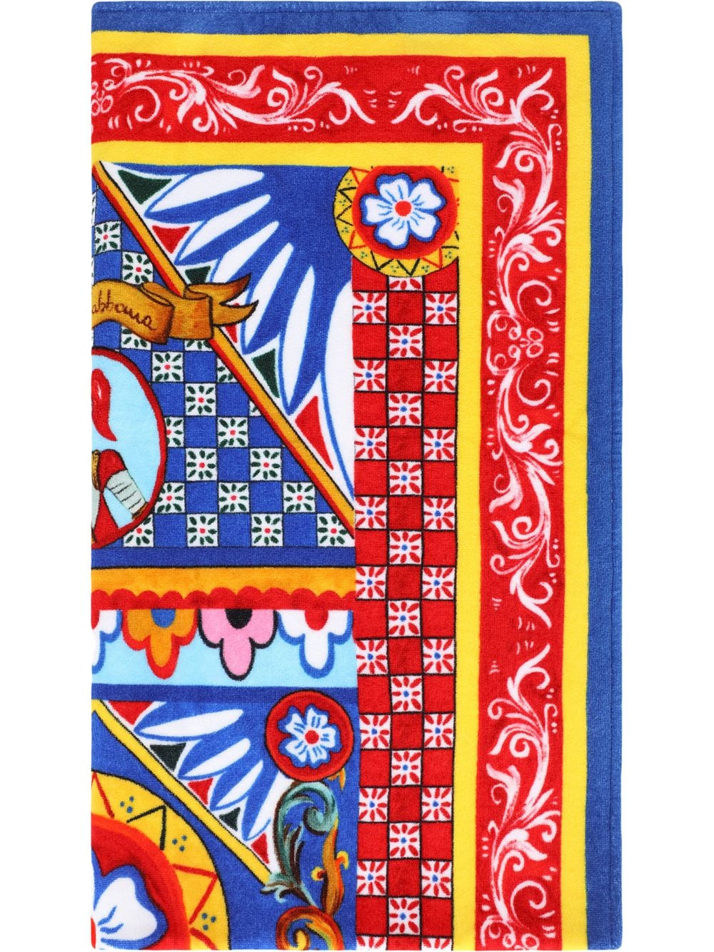 Dolce & Gabbana Kids Carretto-print terrycloth beach towel - Blue von Dolce & Gabbana Kids