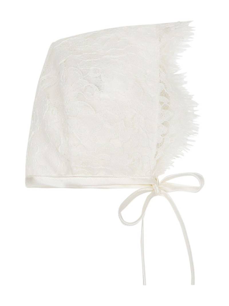 Dolce & Gabbana Kids Chantilly-lace fringed hat - White von Dolce & Gabbana Kids