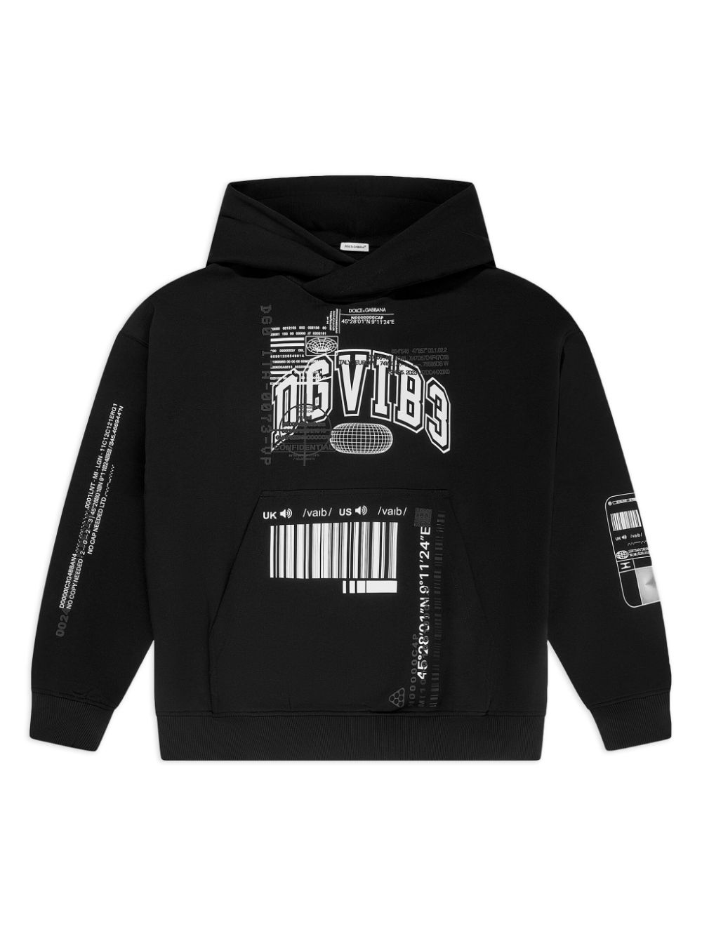 Dolce & Gabbana Kids DG Vibe-print cotton hoodie - Black von Dolce & Gabbana Kids