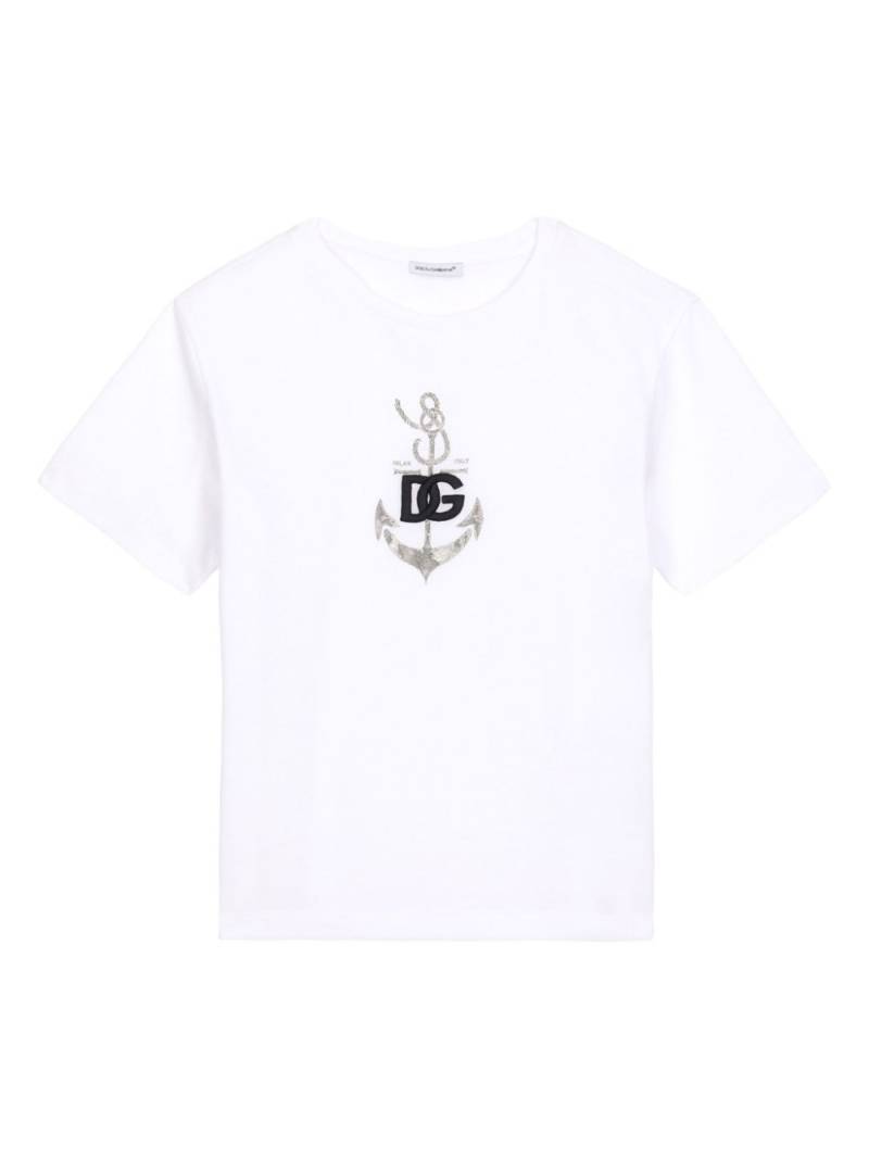 Dolce & Gabbana Kids DG anchor-print cotton T-shirt - White von Dolce & Gabbana Kids