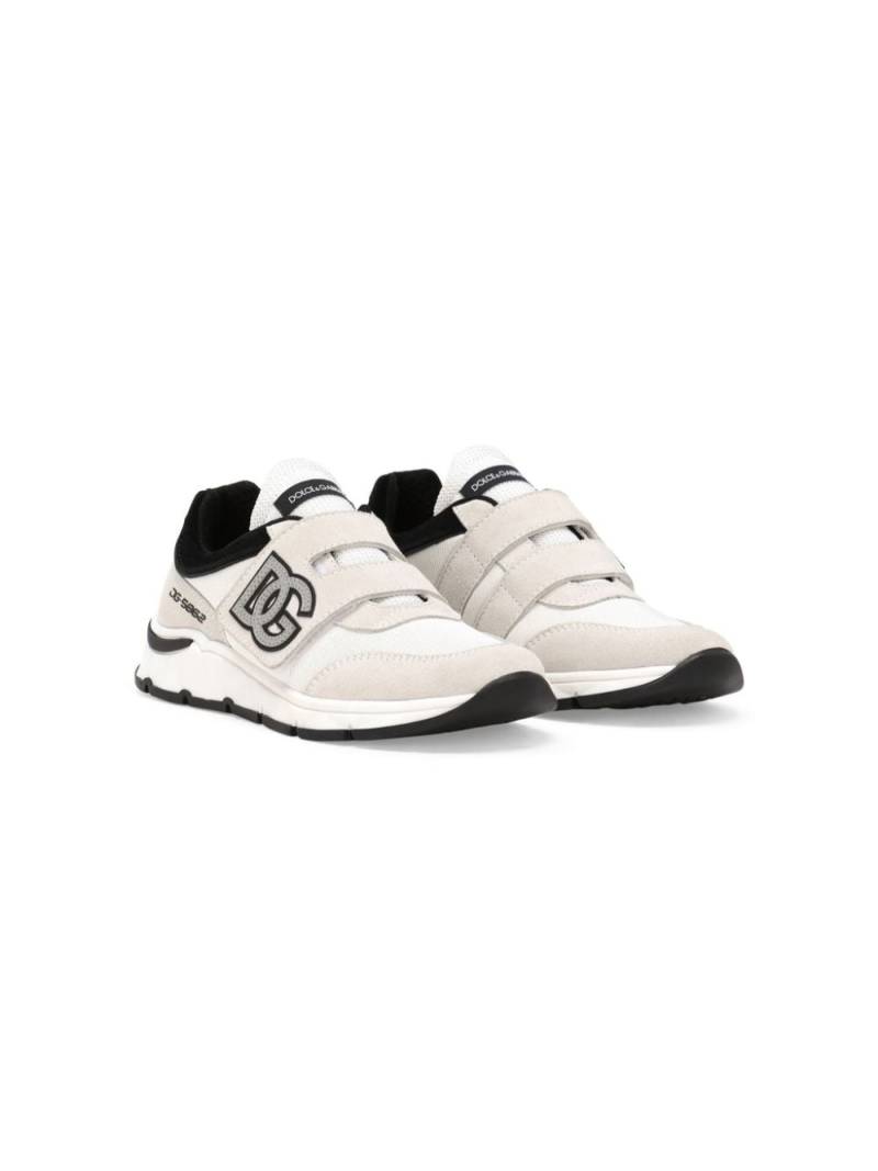 Dolce & Gabbana Kids DG-appliqué touch-strap sneakers - Neutrals von Dolce & Gabbana Kids