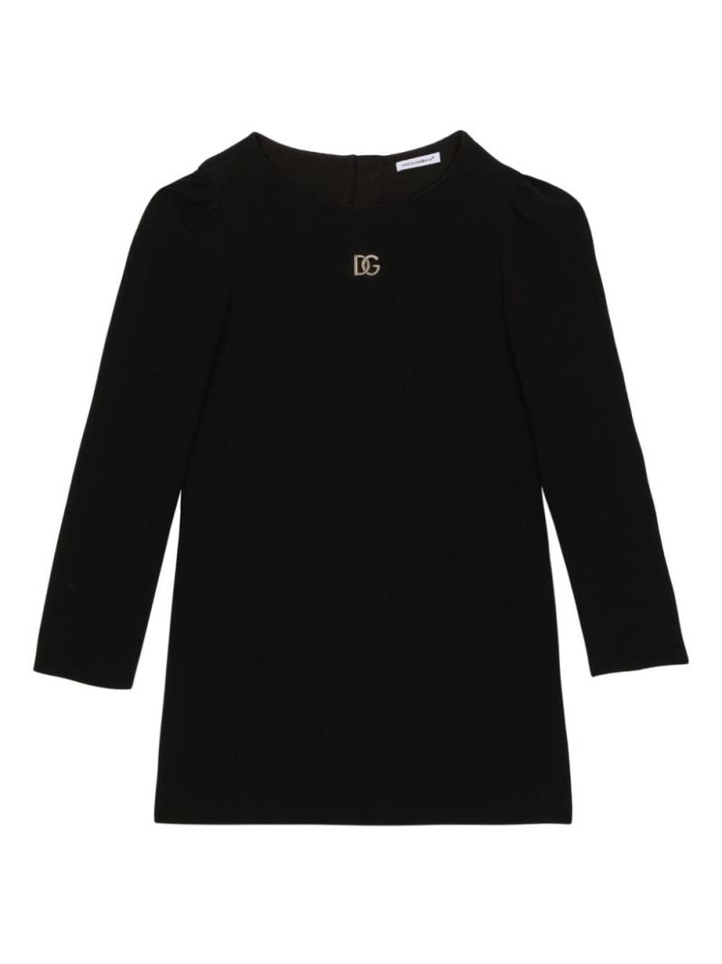 Dolce & Gabbana Kids DG-embroidered long-sleeve dress - Black von Dolce & Gabbana Kids