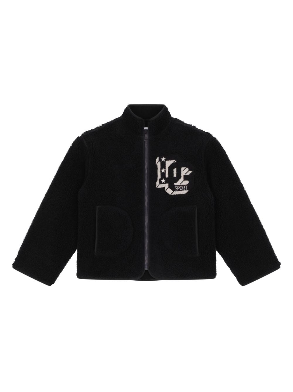 Dolce & Gabbana Kids DG-embroidered teddy jacket - Black von Dolce & Gabbana Kids