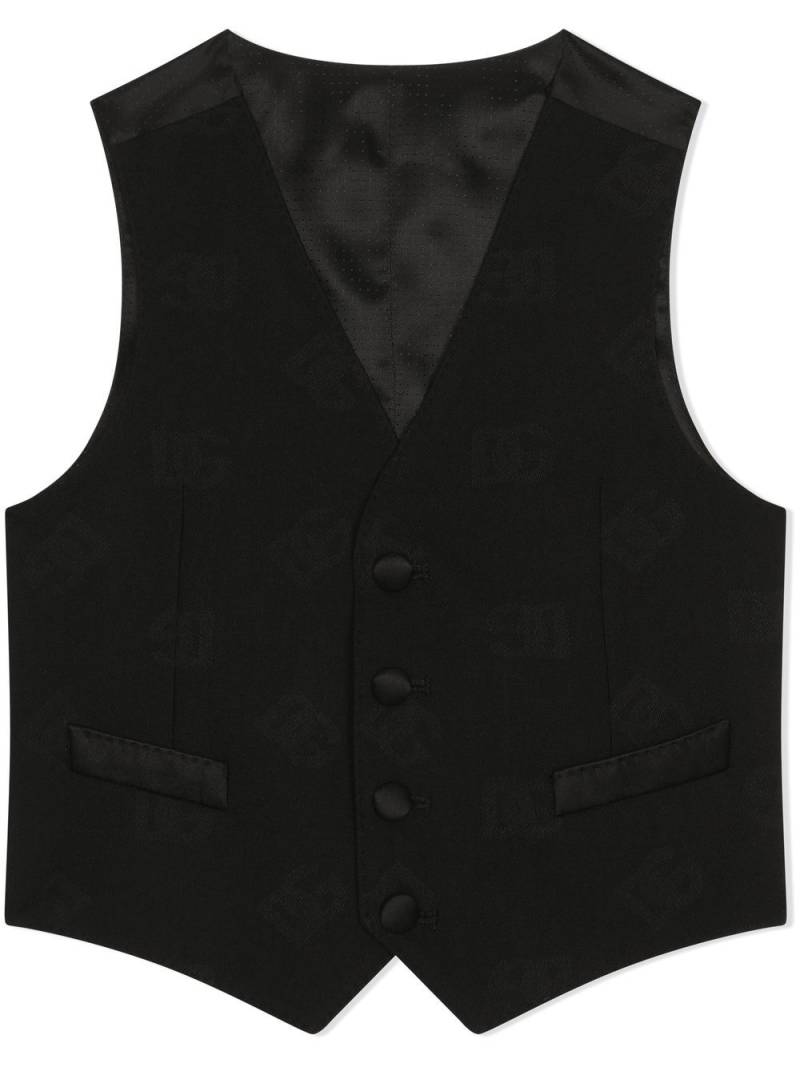 Dolce & Gabbana Kids DG-logo jacquard wool vest - Black von Dolce & Gabbana Kids