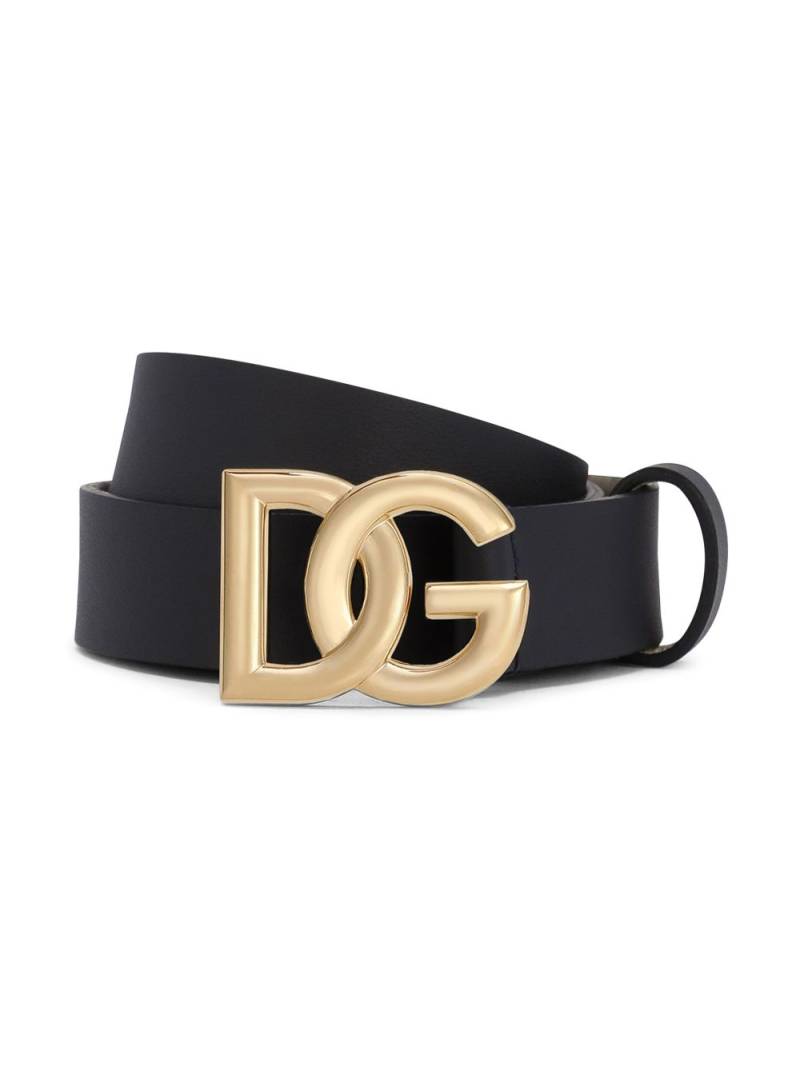 Dolce & Gabbana Kids DG-logo leather belt - Black von Dolce & Gabbana Kids