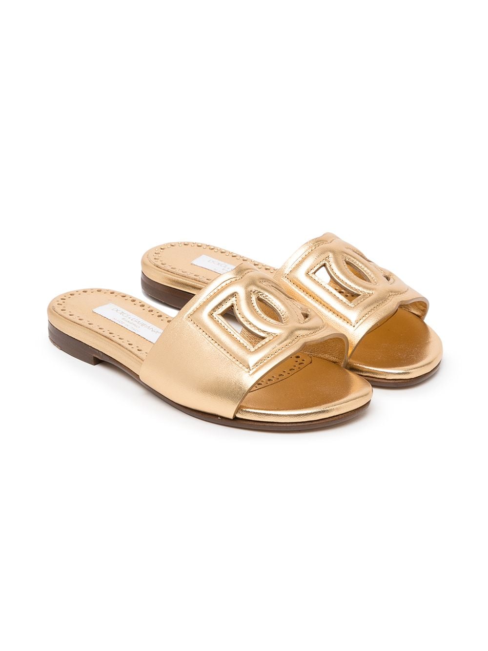 Dolce & Gabbana Kids DG-logo leather sandals - Gold von Dolce & Gabbana Kids