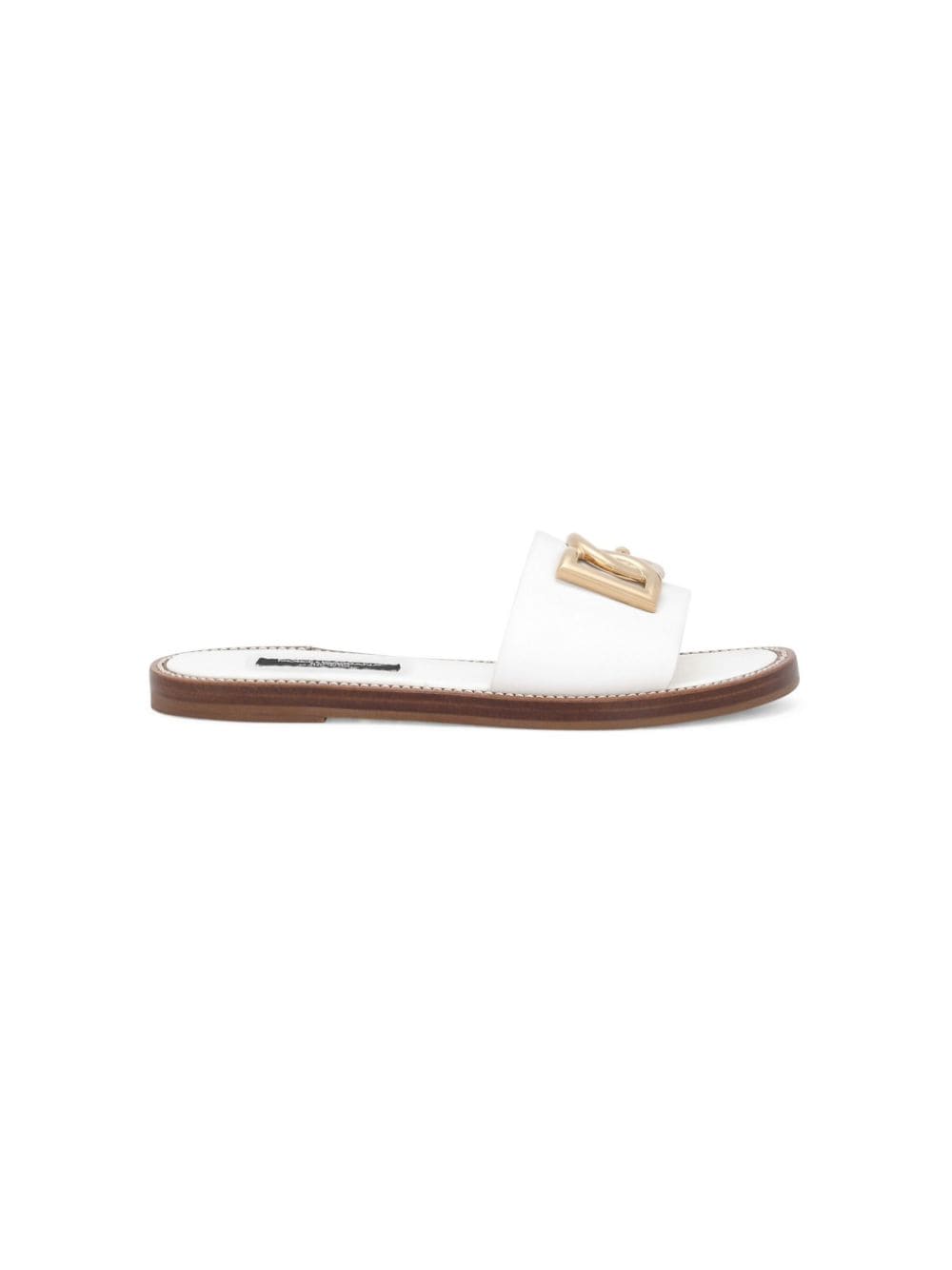 Dolce & Gabbana Kids DG-logo patent leather slides - White von Dolce & Gabbana Kids