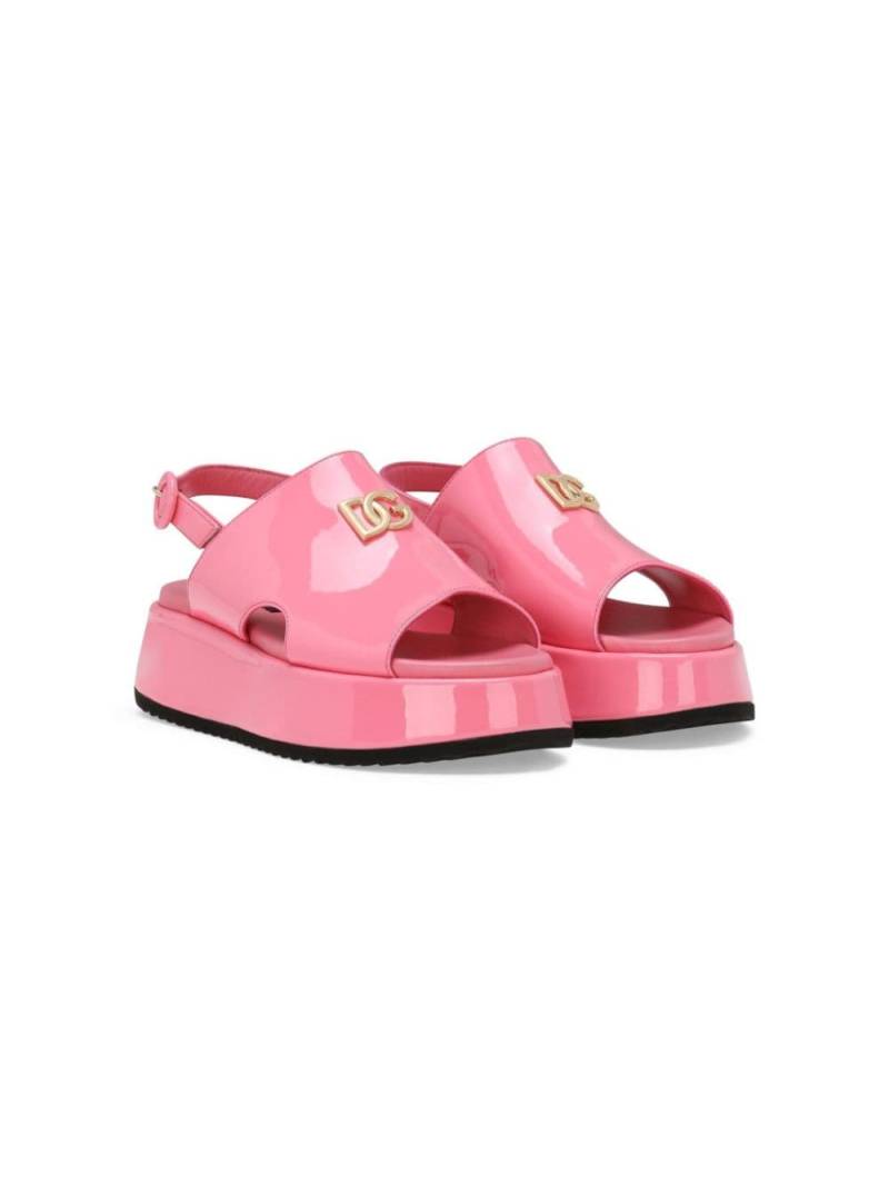 Dolce & Gabbana Kids DG patent-leather sandals - Pink von Dolce & Gabbana Kids