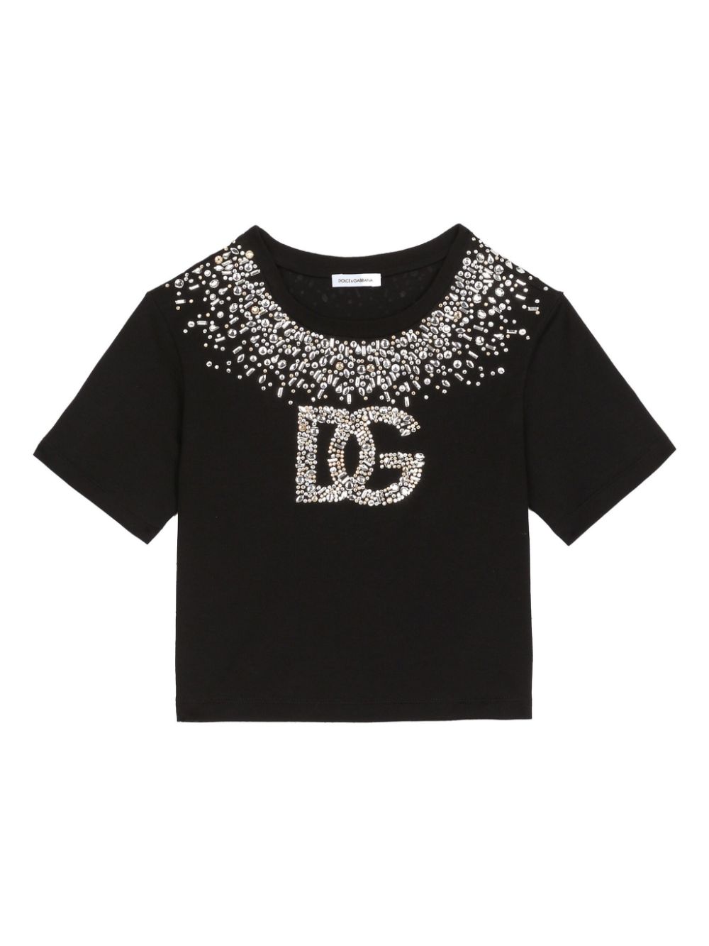 Dolce & Gabbana Kids DG-rhinestone cotton T-shirt - Black von Dolce & Gabbana Kids