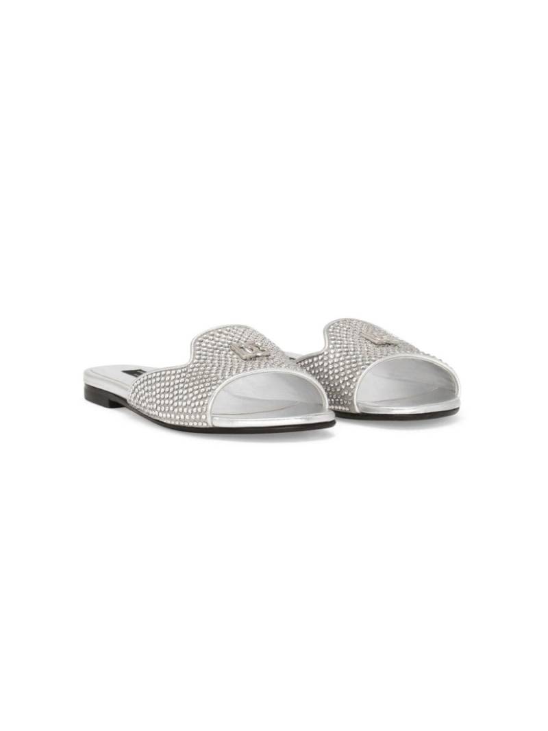 Dolce & Gabbana Kids DG rhinestone sandals - Silver von Dolce & Gabbana Kids