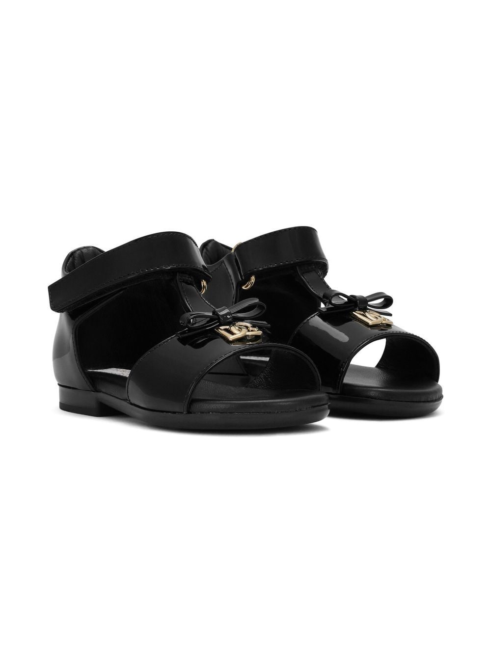 Dolce & Gabbana Kids First Steps patent leather sandals - Black von Dolce & Gabbana Kids