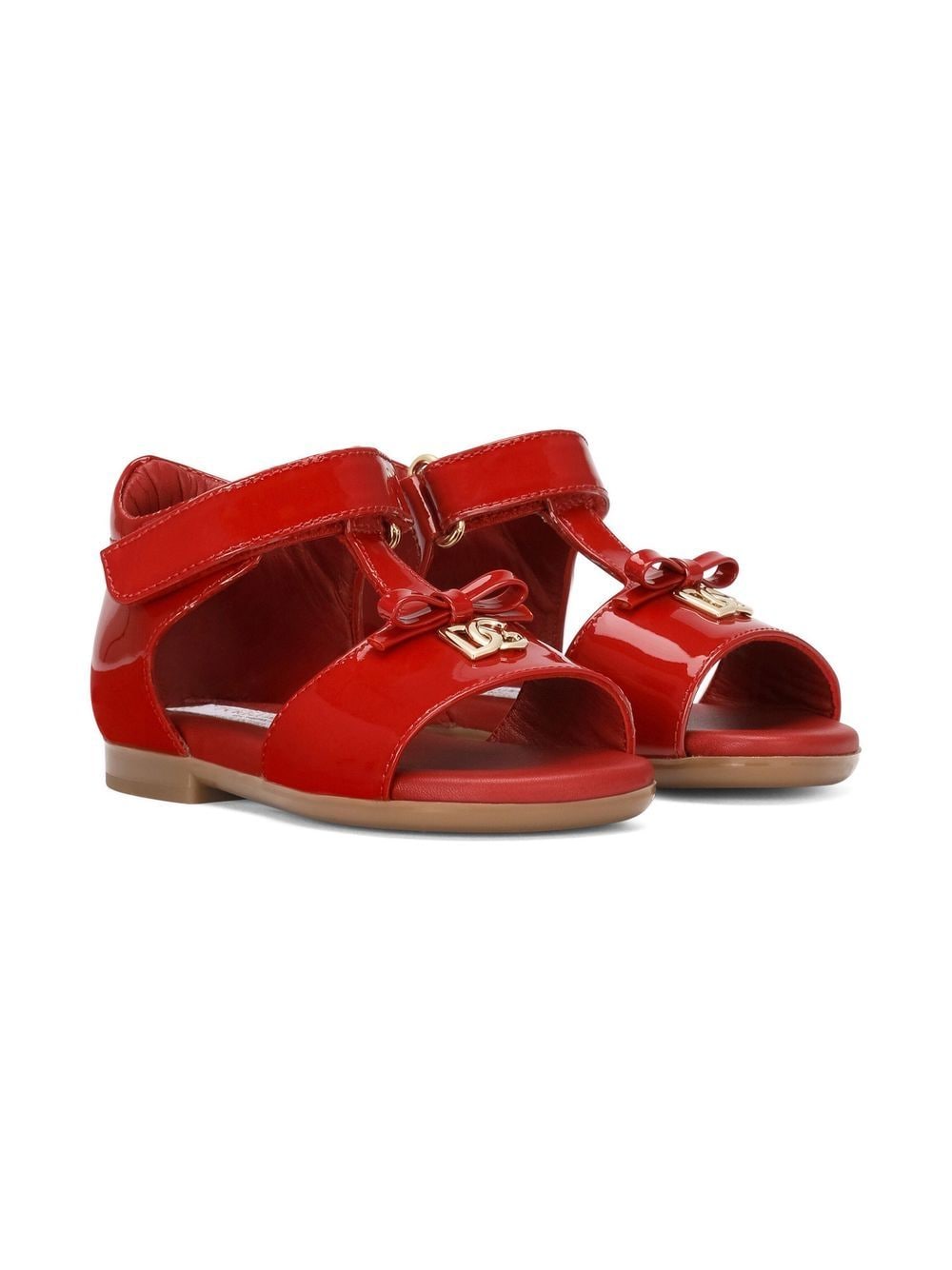 Dolce & Gabbana Kids First Steps patent leather sandals - Red von Dolce & Gabbana Kids