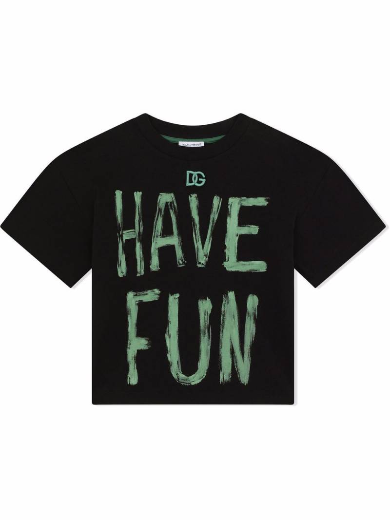 Dolce & Gabbana Kids Have Fun embroidered logo T-shirt - Black von Dolce & Gabbana Kids