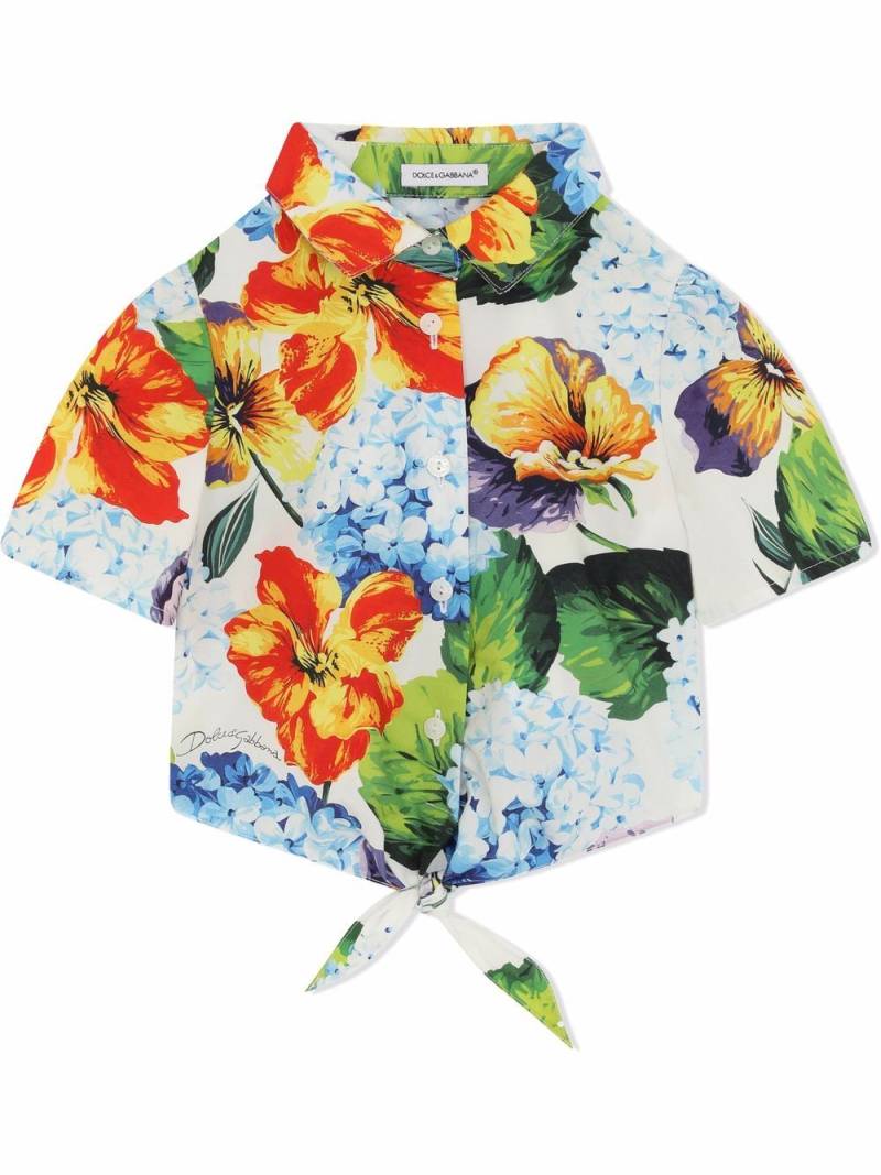 Dolce & Gabbana Kids Hydrangea-print short-sleeved shirt - Blue von Dolce & Gabbana Kids