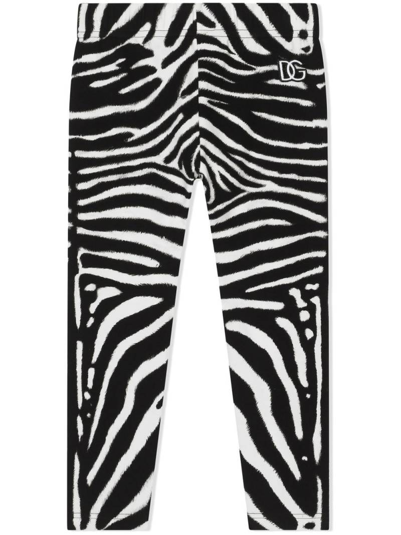 Dolce & Gabbana Kids Interlock zebra-print leggings - White von Dolce & Gabbana Kids