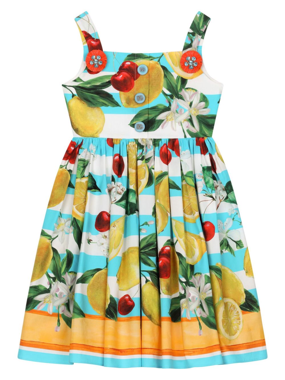 Dolce & Gabbana Kids Lemon & Cherry-print cotton dress - Blue von Dolce & Gabbana Kids