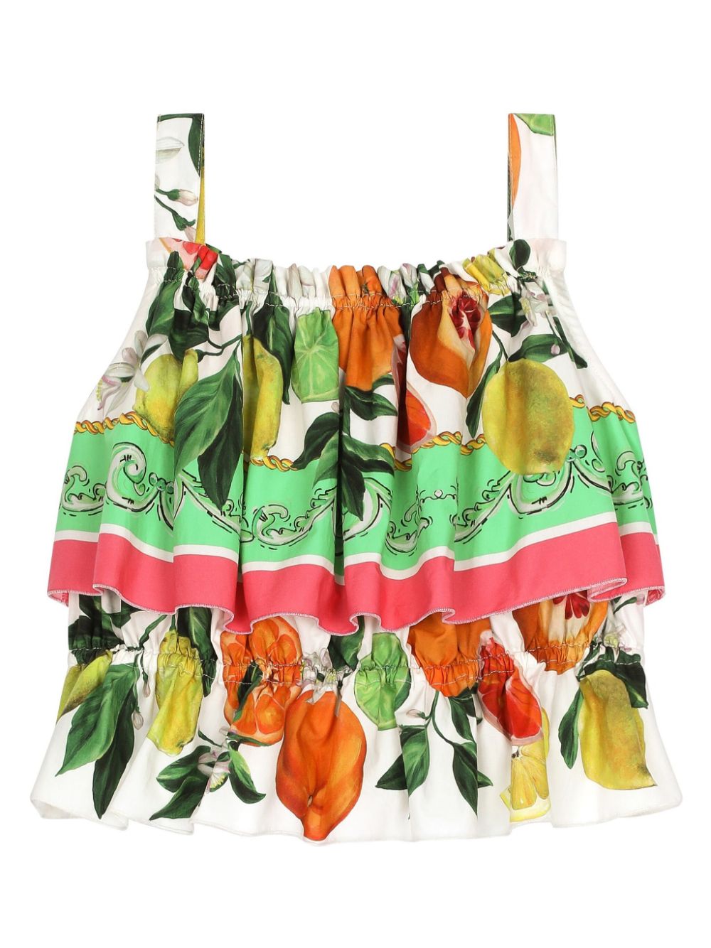 Dolce & Gabbana Kids Lemon & Orange-print cotton top - Green von Dolce & Gabbana Kids